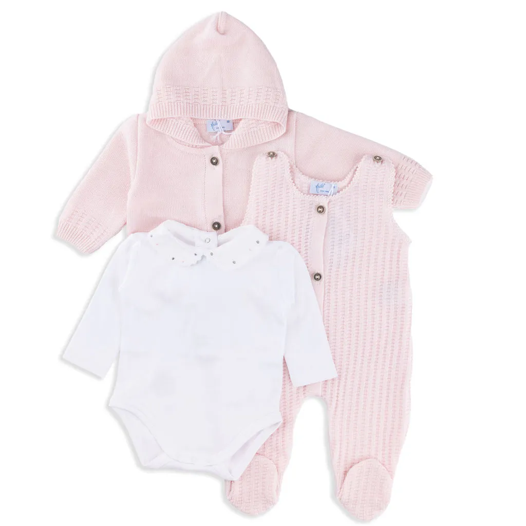 Rose Merino Wool Double-Knit Cardigan with Hood