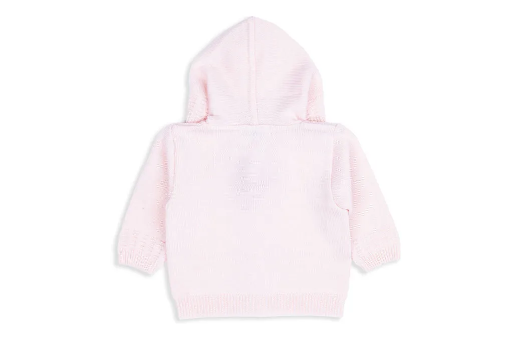 Rose Merino Wool Double-Knit Cardigan with Hood