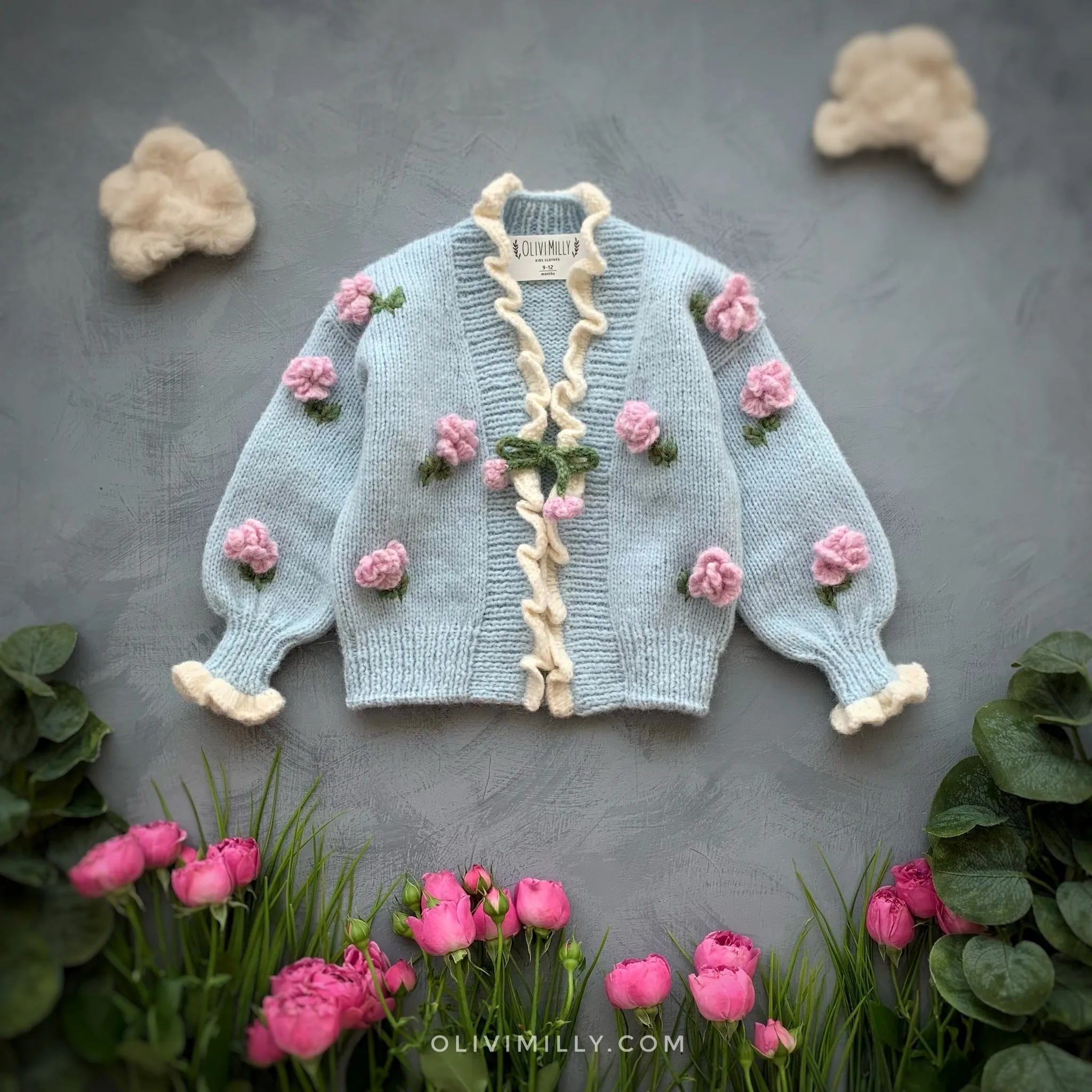 Roses cardigan | Blue