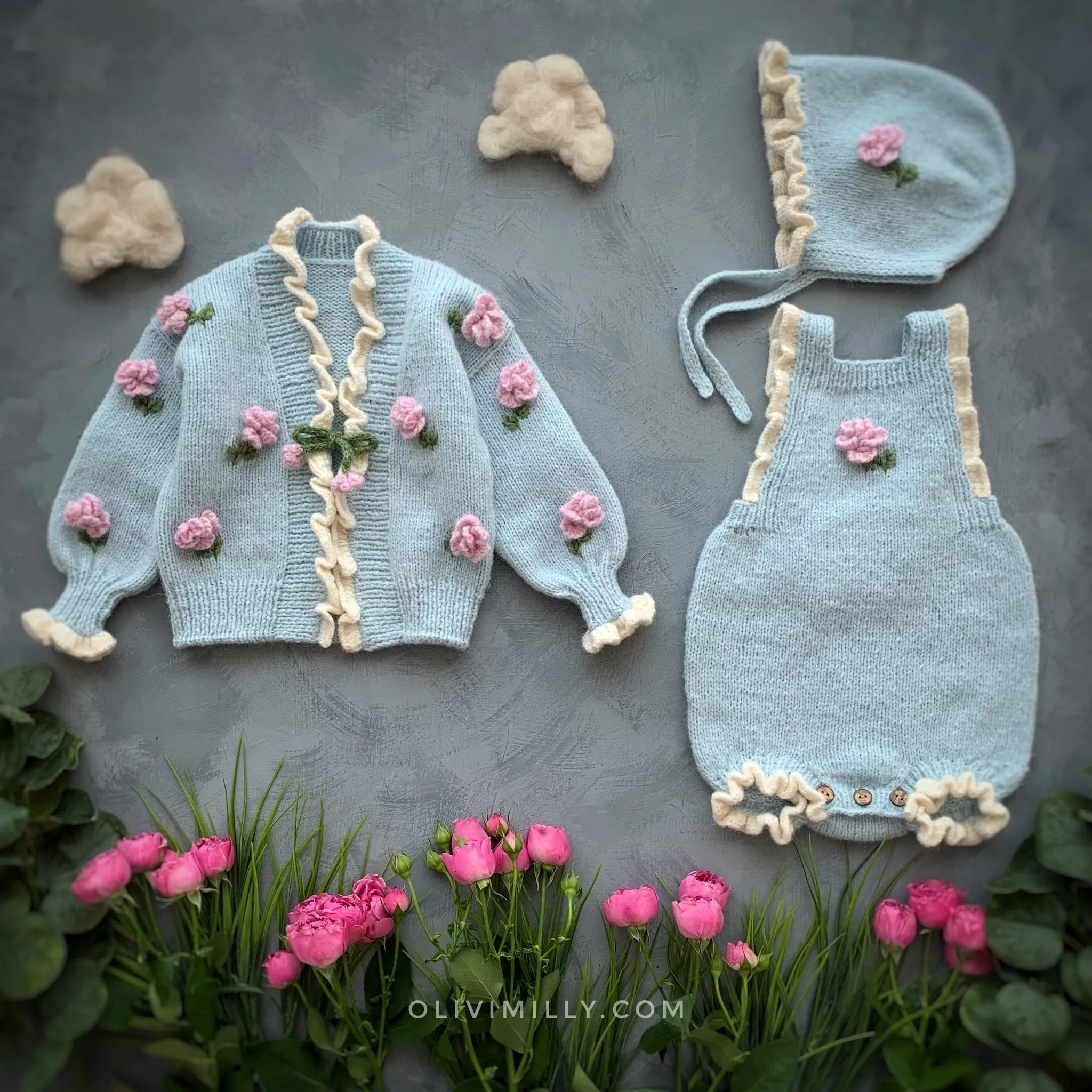 Roses cardigan | Blue