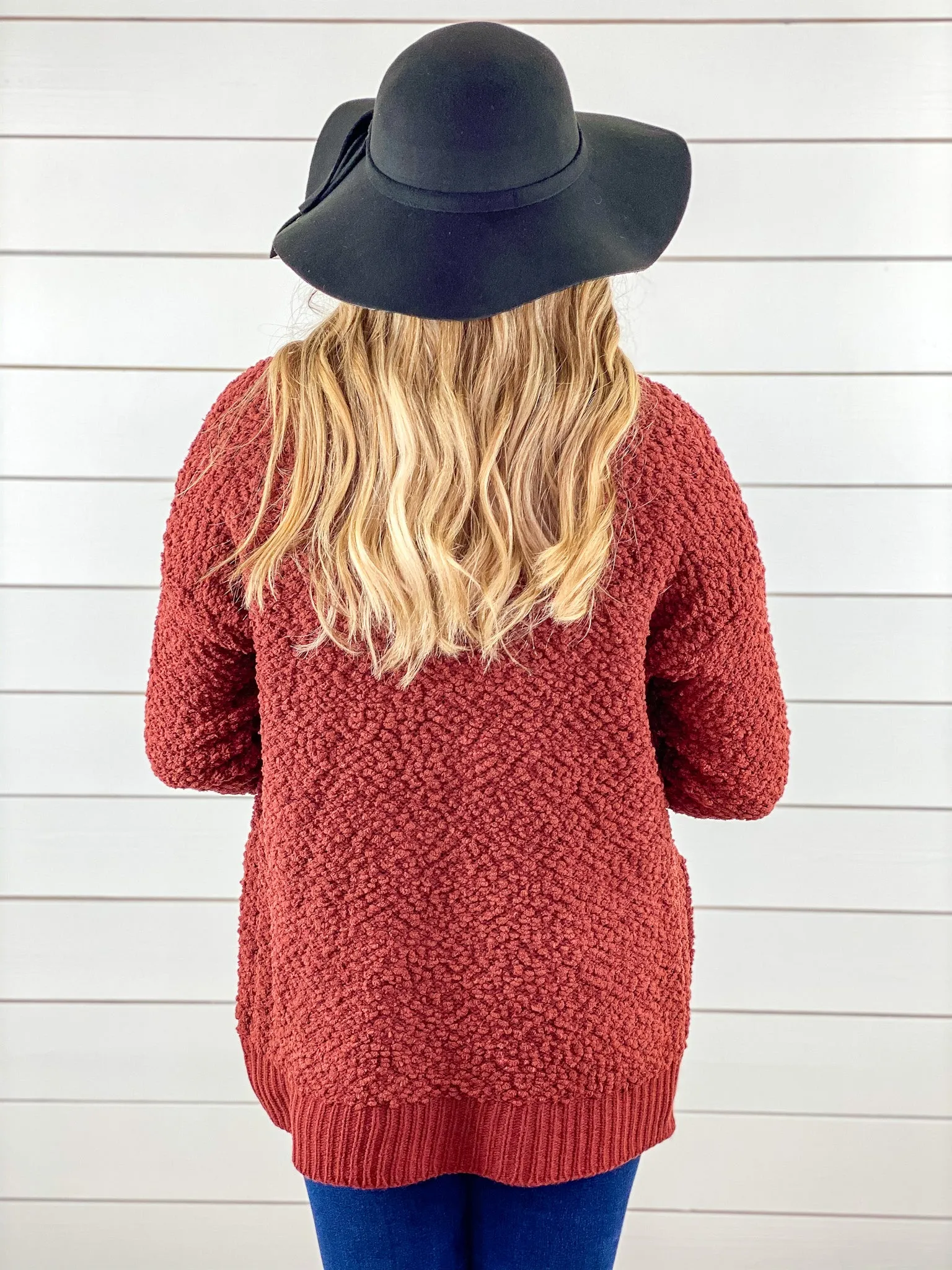 Rust Popcorn Cardigan