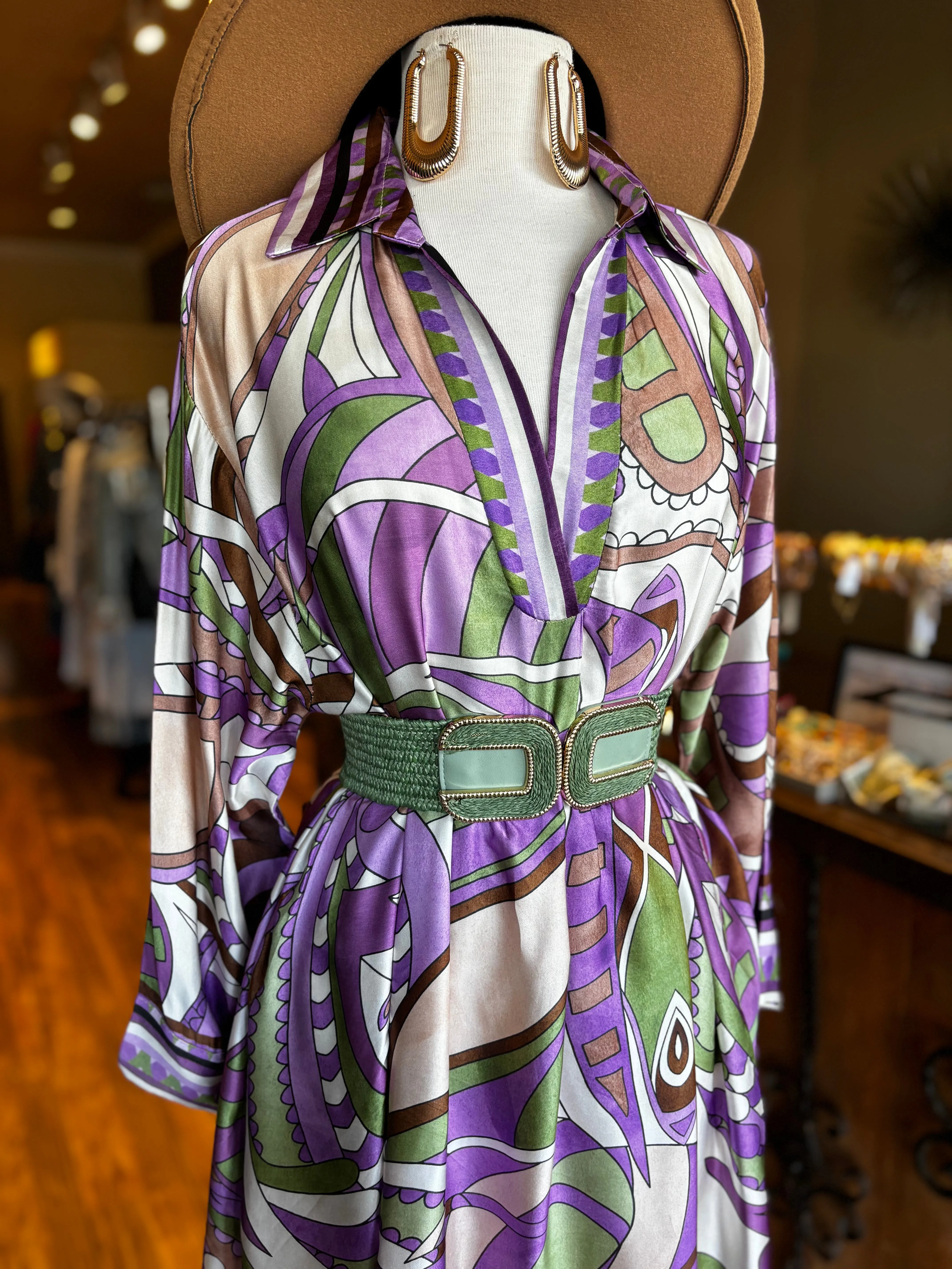 Satin V Neck Long Dress