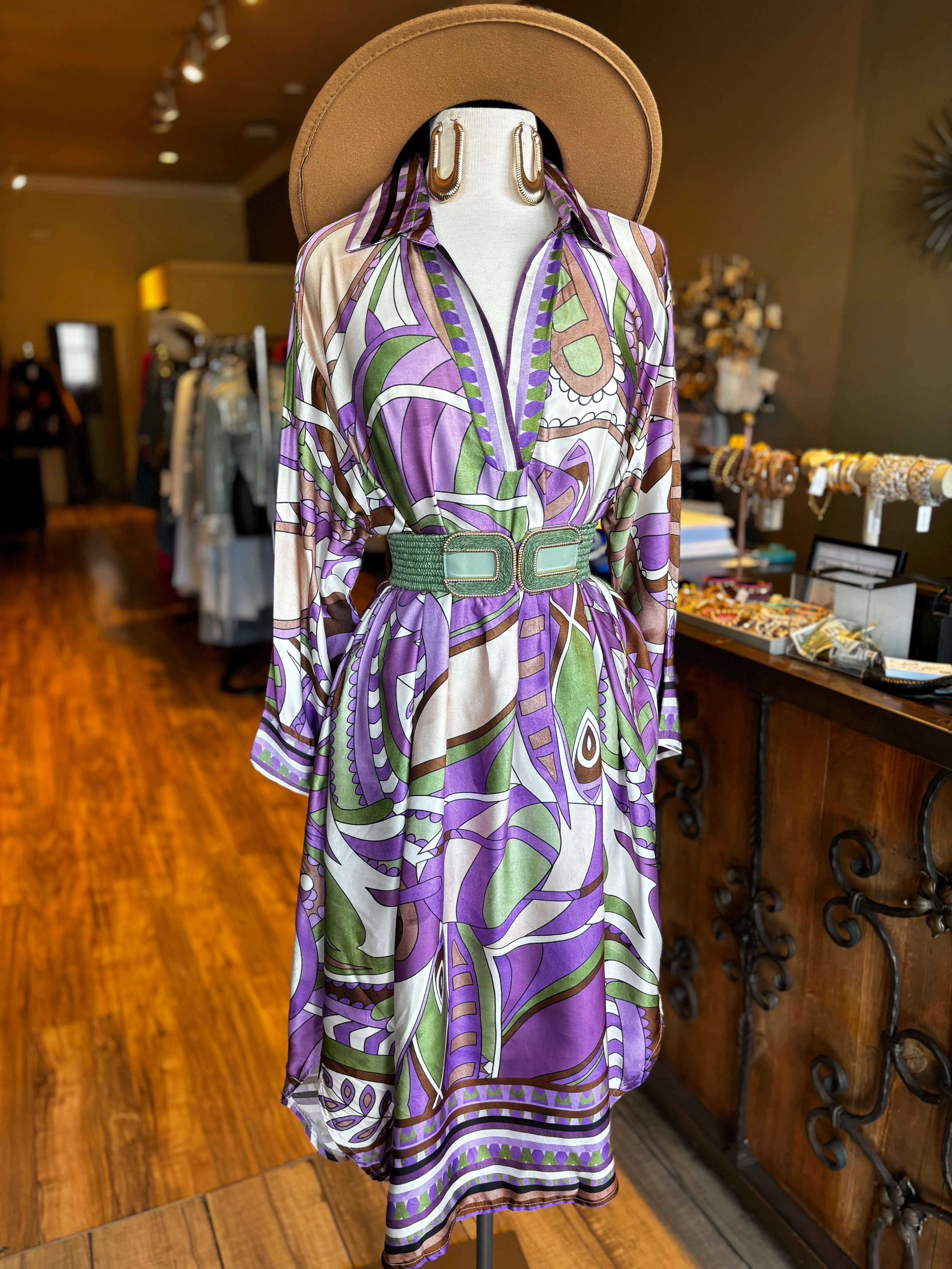 Satin V Neck Long Dress