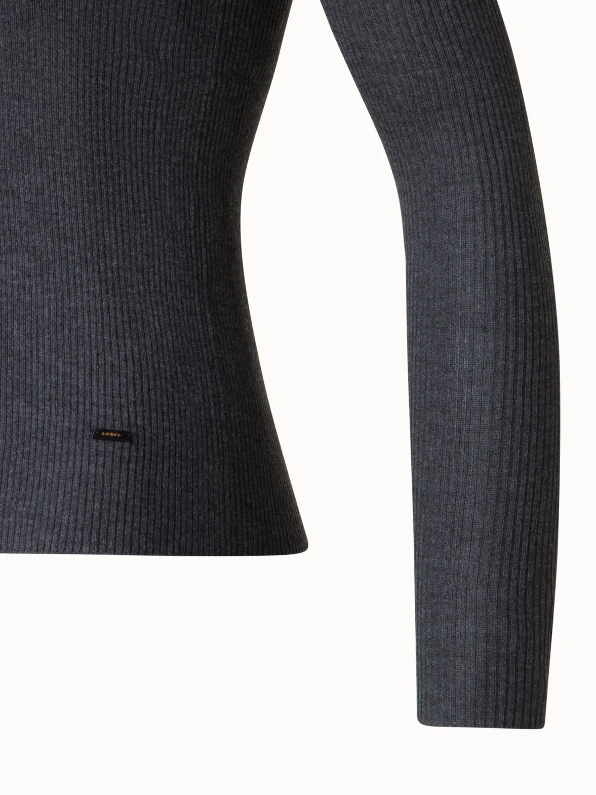 Seamless Rib Silk Cotton Knit Crew Neck Sweater