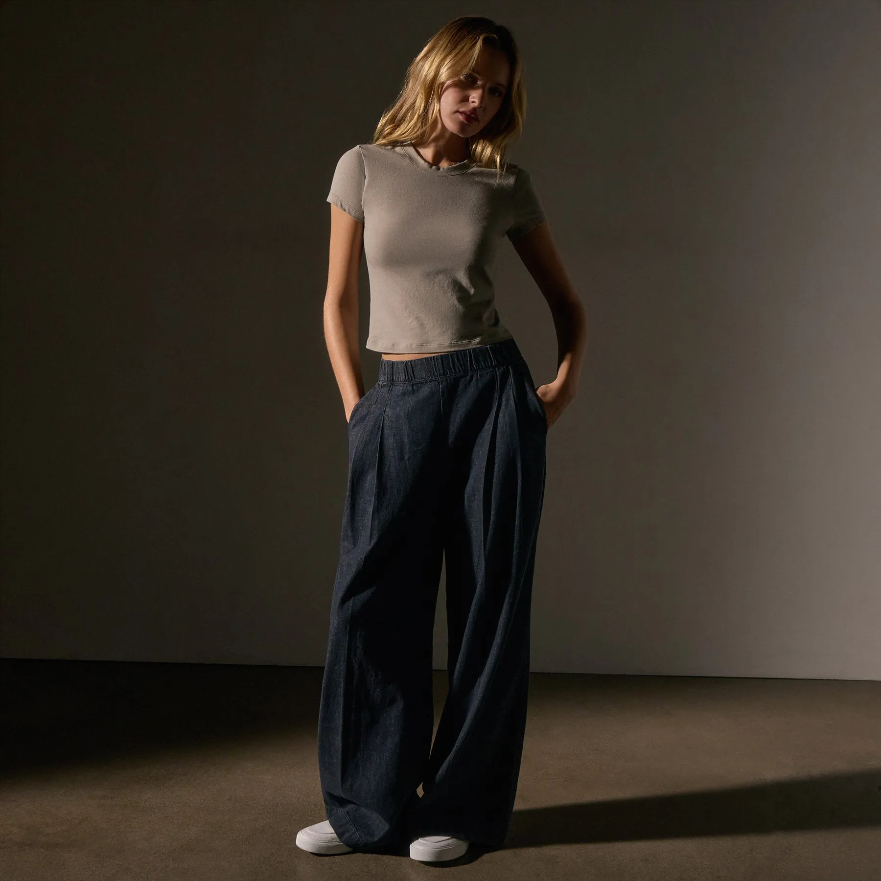 Short Sleeve Cropped Tee - Overcast