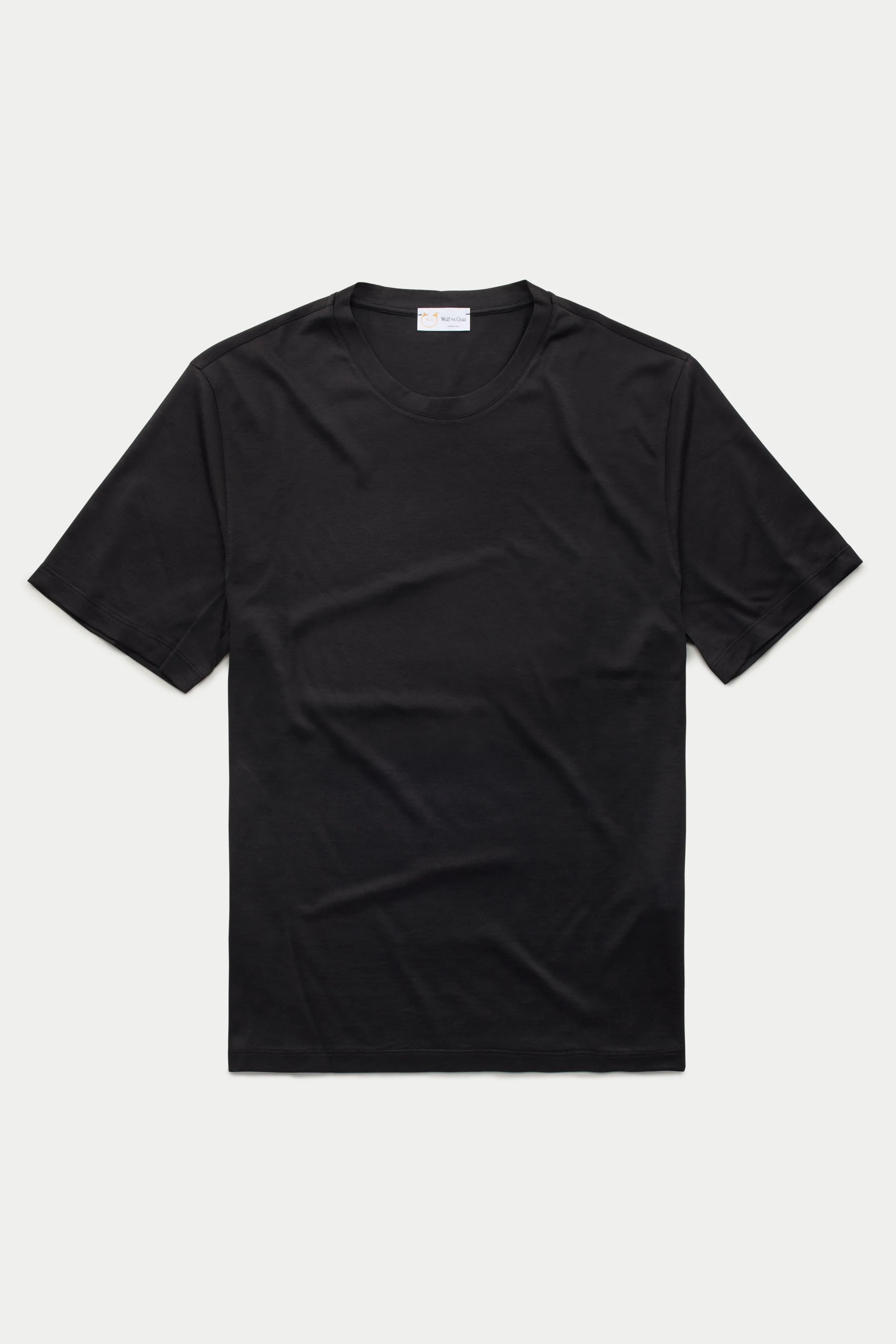 Silk Cotton Short Sleeve Crew Neck T-Shirt Black