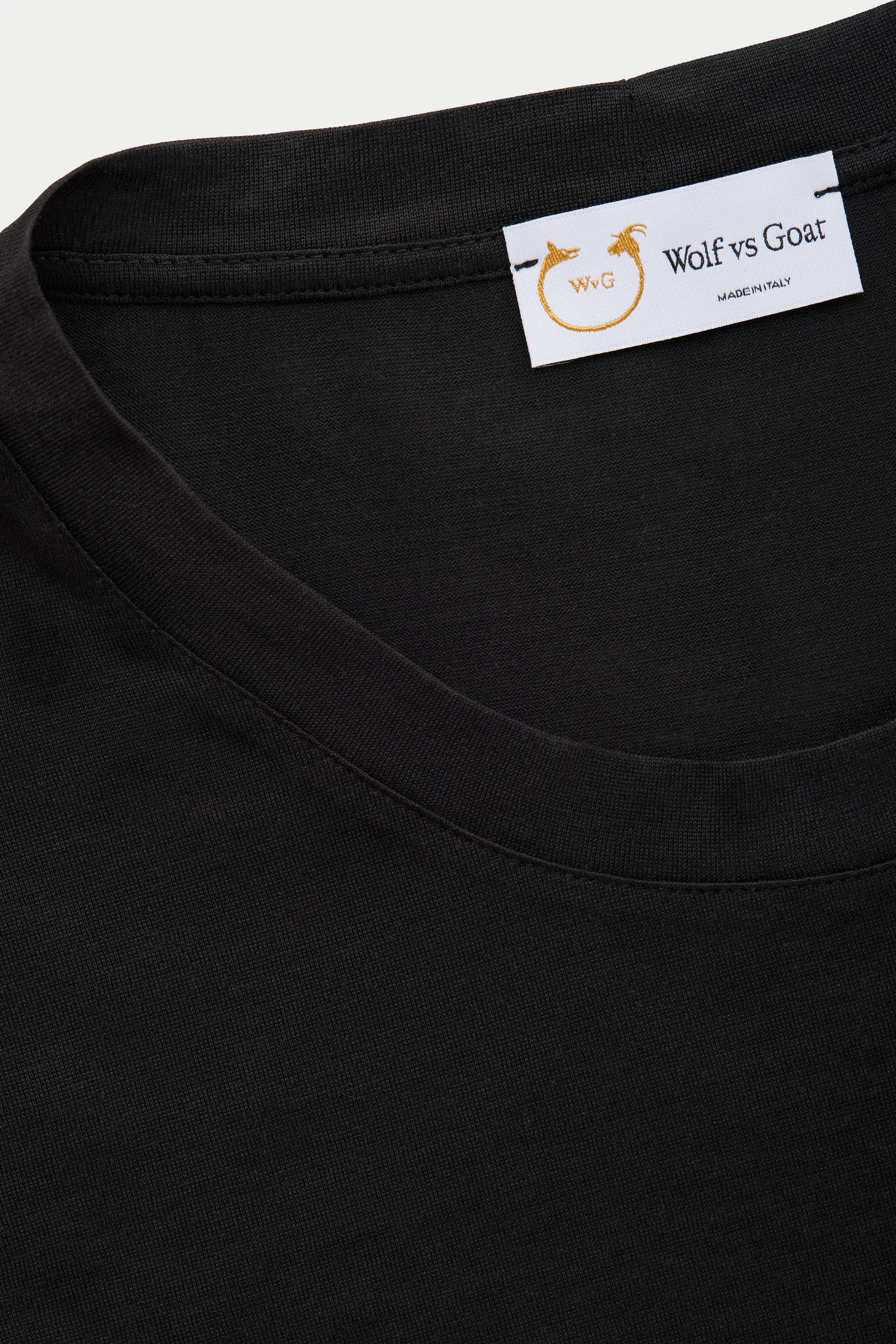 Silk Cotton Short Sleeve Crew Neck T-Shirt Black
