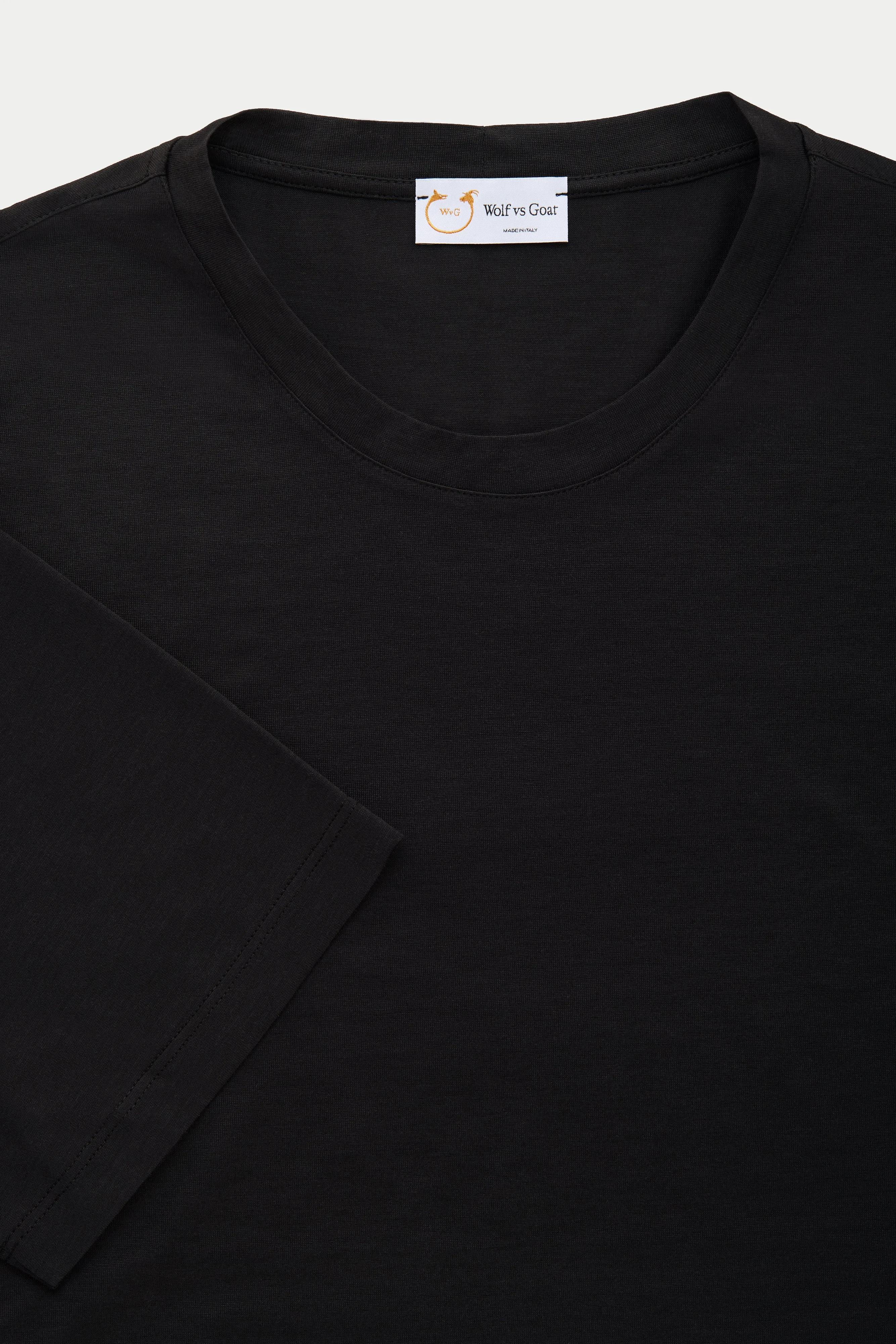 Silk Cotton Short Sleeve Crew Neck T-Shirt Black