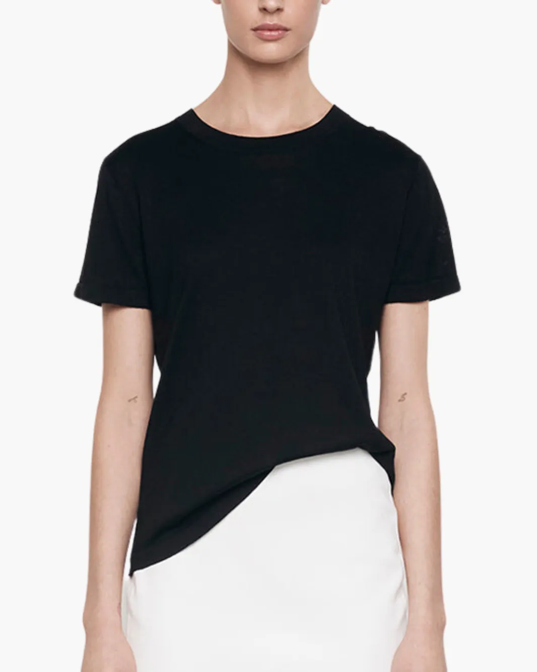 SILK KNIT PERFECT TEE IN BLACK