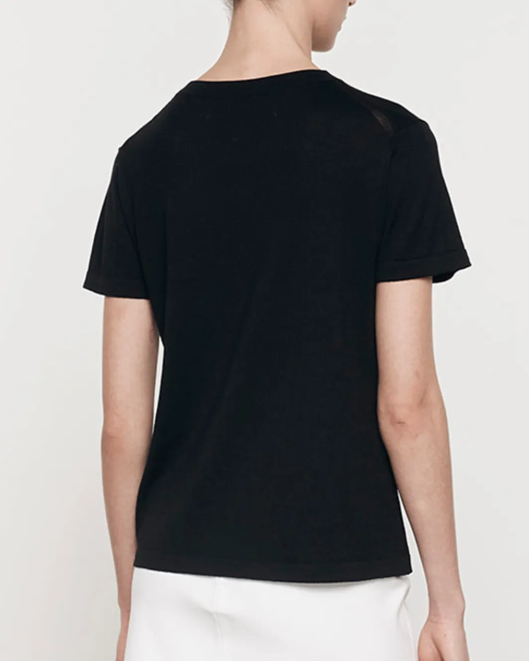 SILK KNIT PERFECT TEE IN BLACK