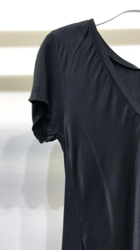 SILK VISCOSE V NECK TEE