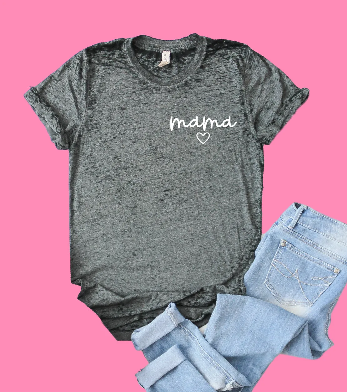 Simply Mama Heart Shirt | Mom Shirt | Acid Wash T Shirt | Unisex Crew