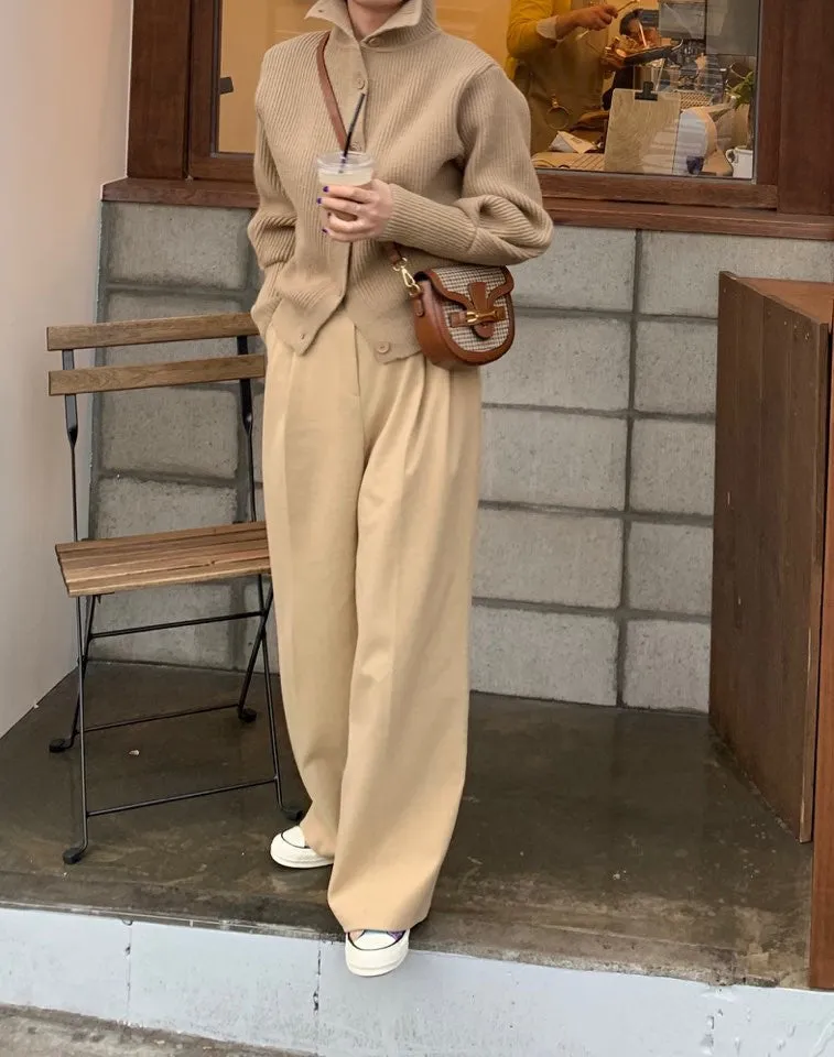 Single-breasted Vintage Lapel Sweater Outerwear Grey