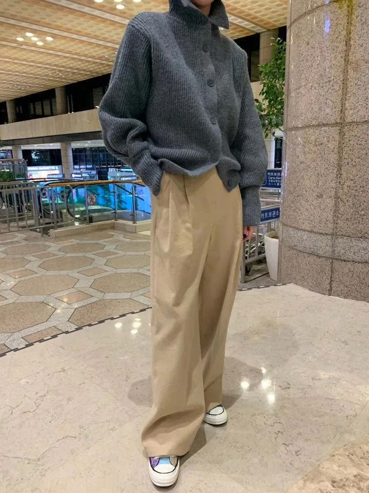 Single-breasted Vintage Lapel Sweater Outerwear Grey