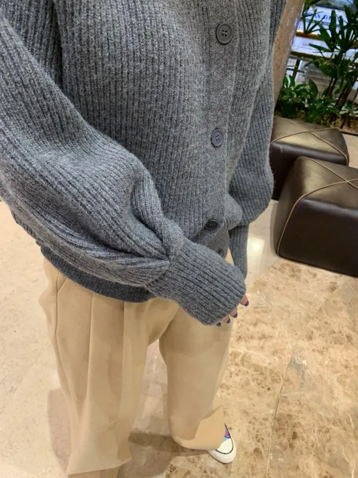 Single-breasted Vintage Lapel Sweater Outerwear Grey