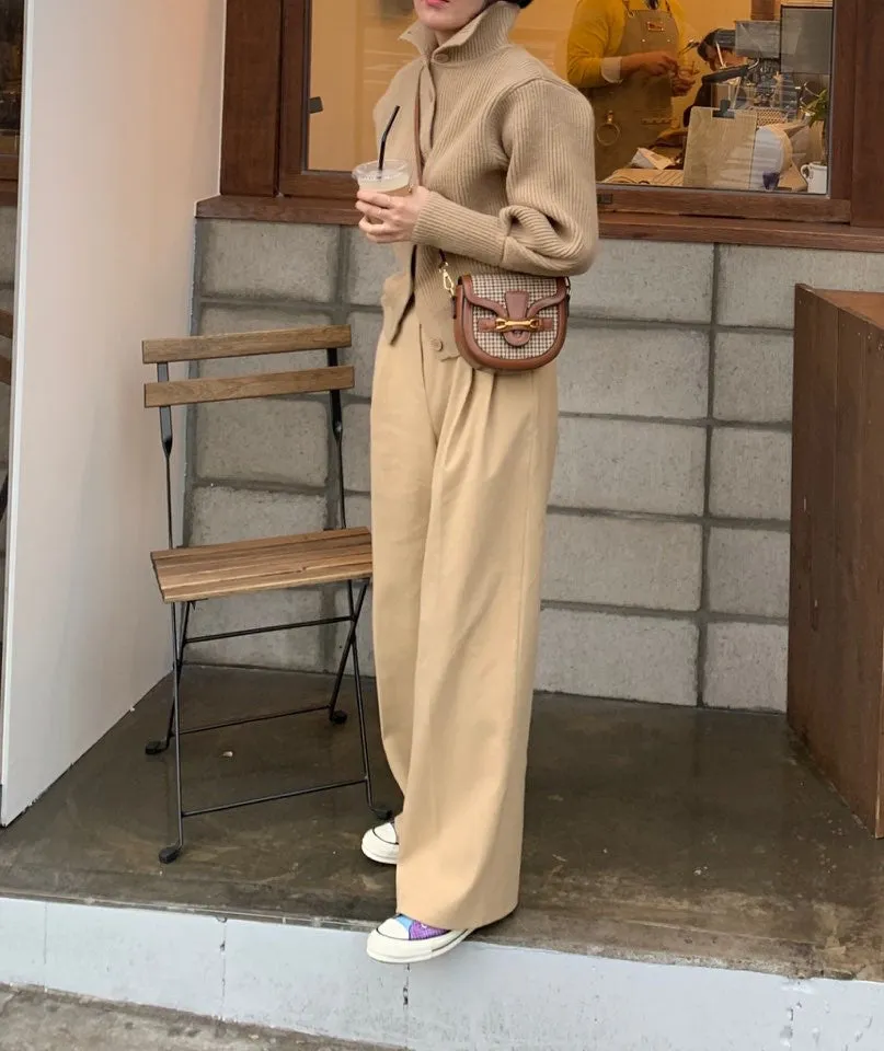 Single-breasted Vintage Lapel Sweater Outerwear Grey