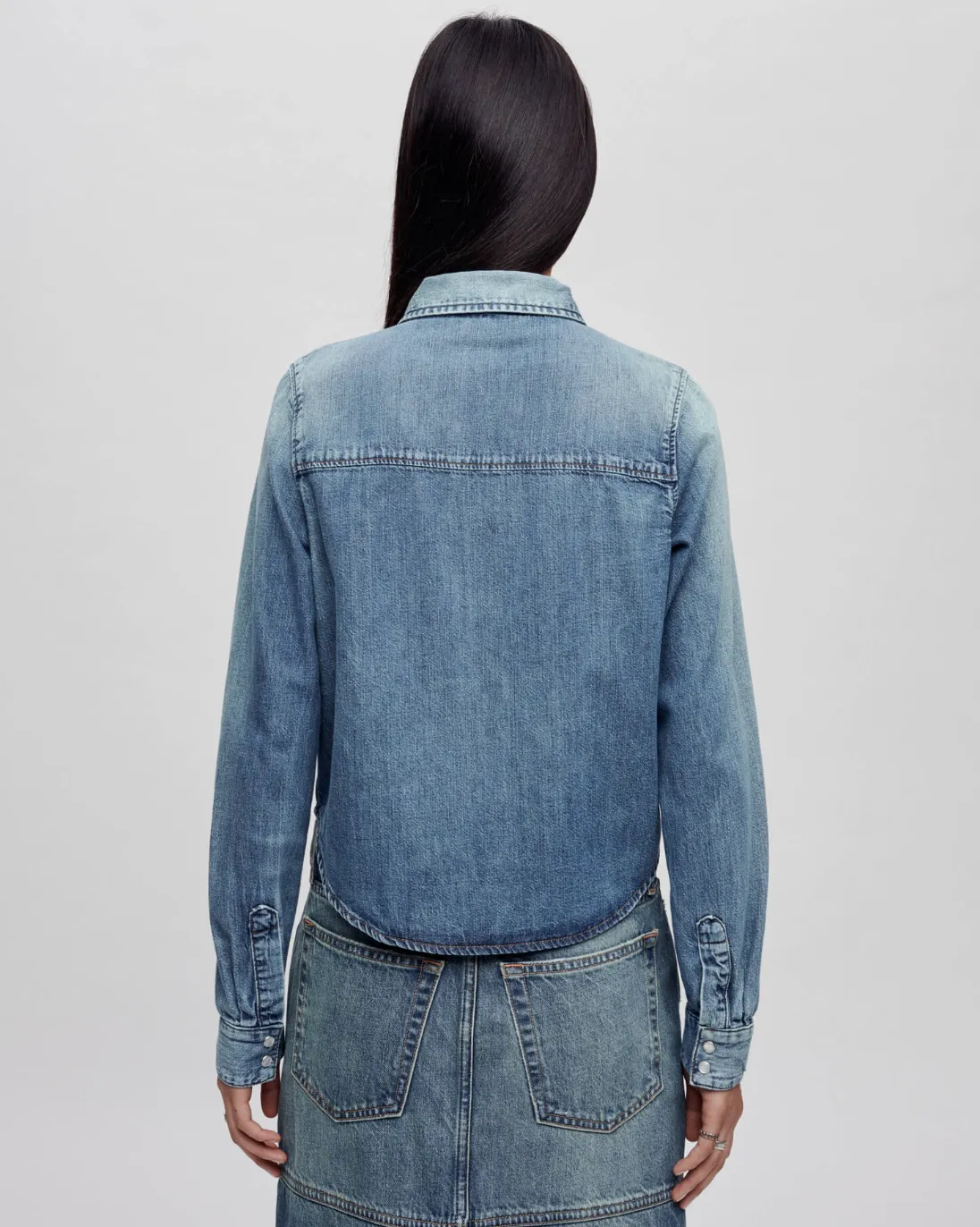 SLIM DENIM SHIRT IN WORN DOWN