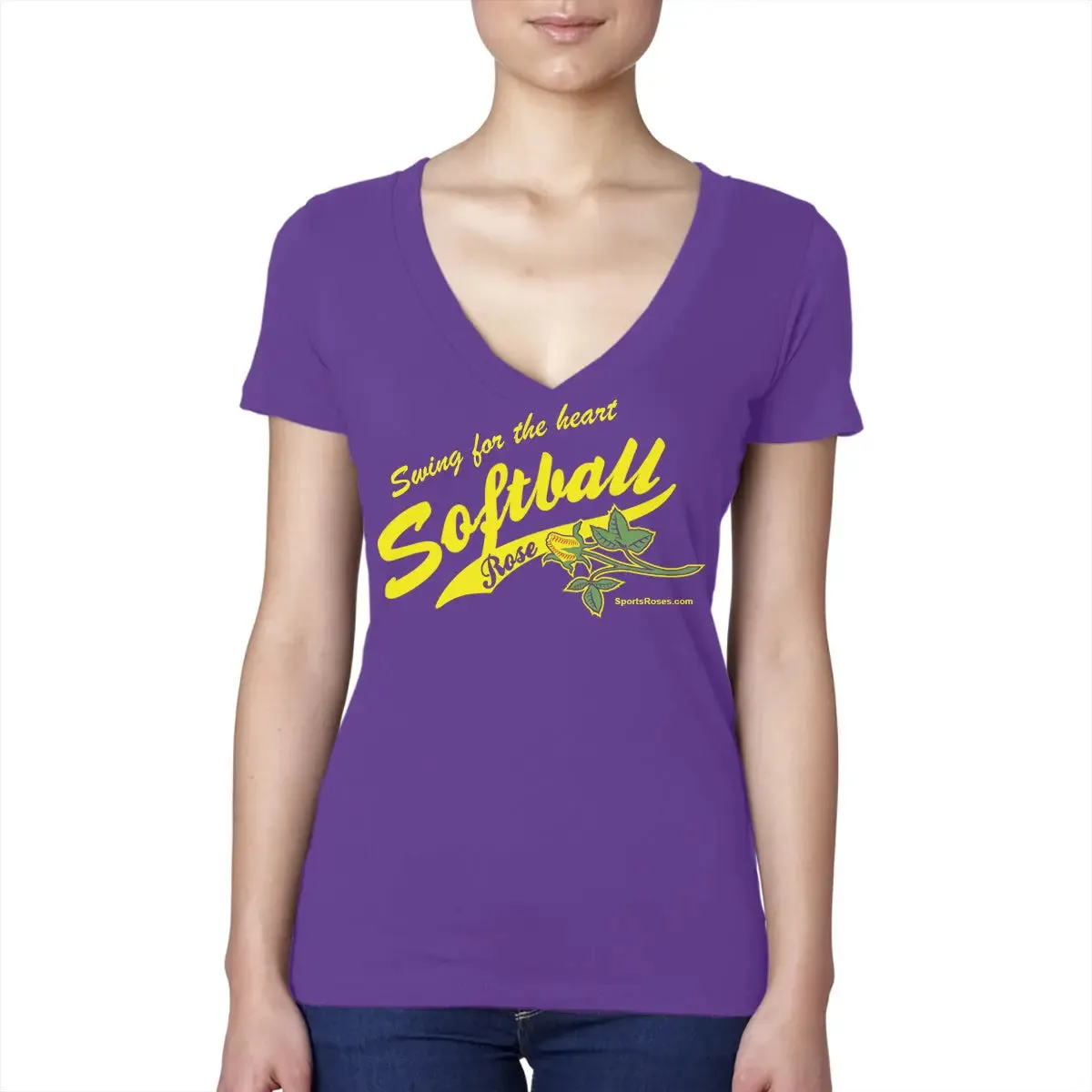 Softball Rose V-Neck Shirt