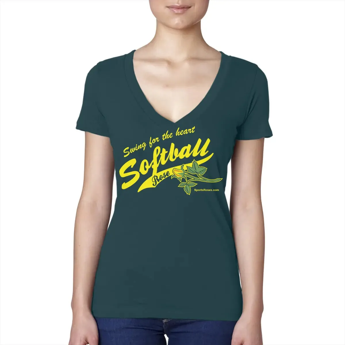 Softball Rose V-Neck Shirt