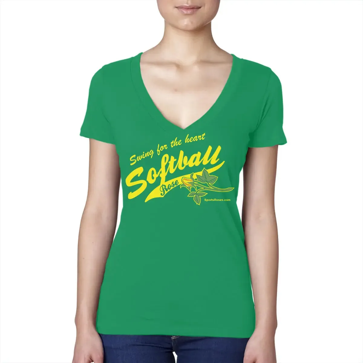 Softball Rose V-Neck Shirt