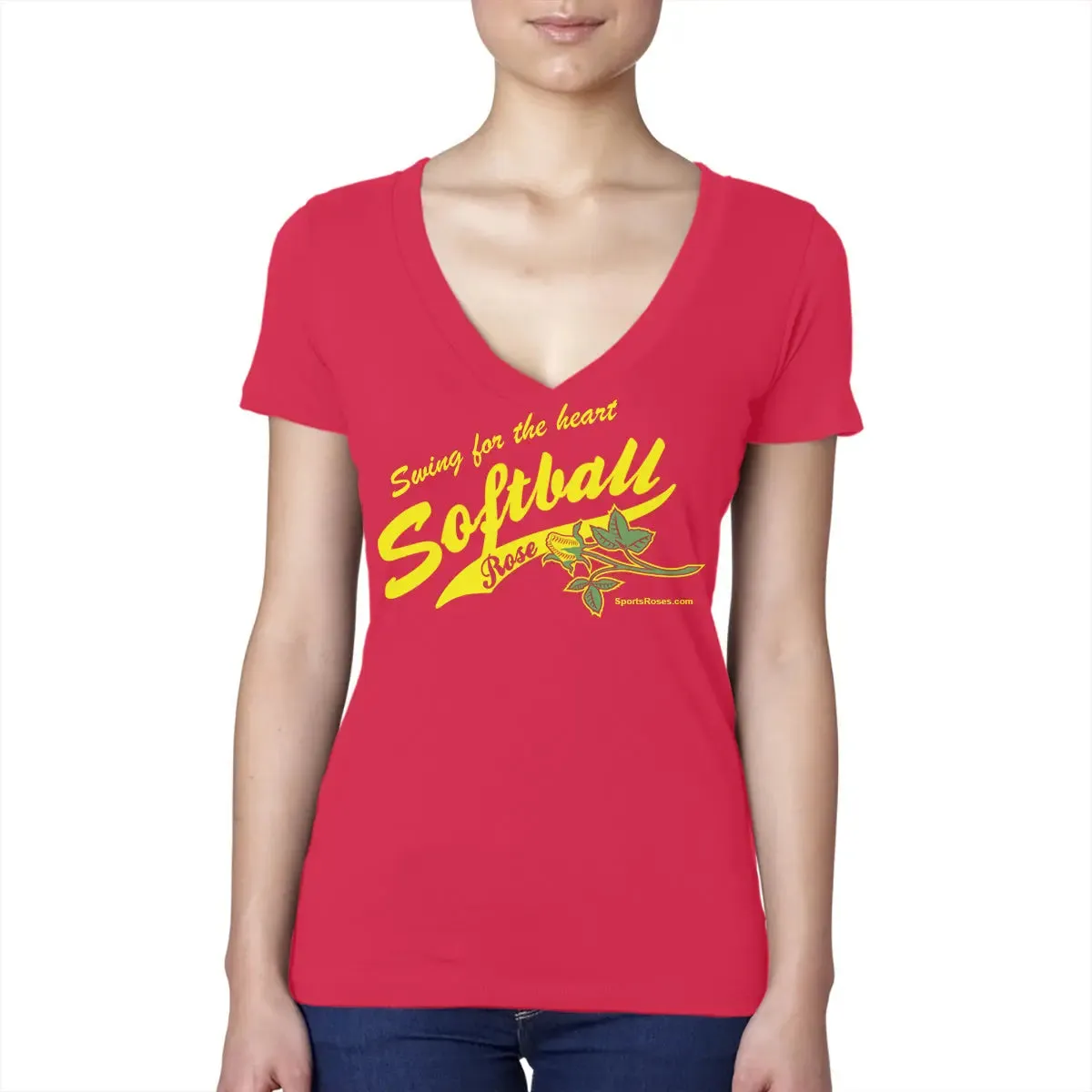 Softball Rose V-Neck Shirt