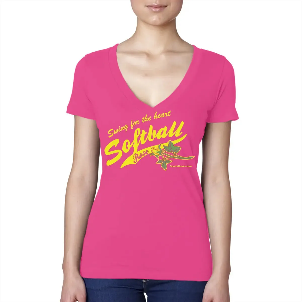 Softball Rose V-Neck Shirt