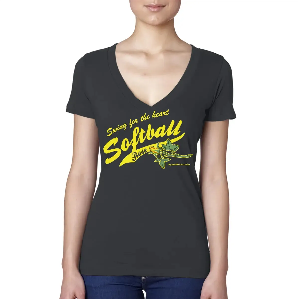 Softball Rose V-Neck Shirt