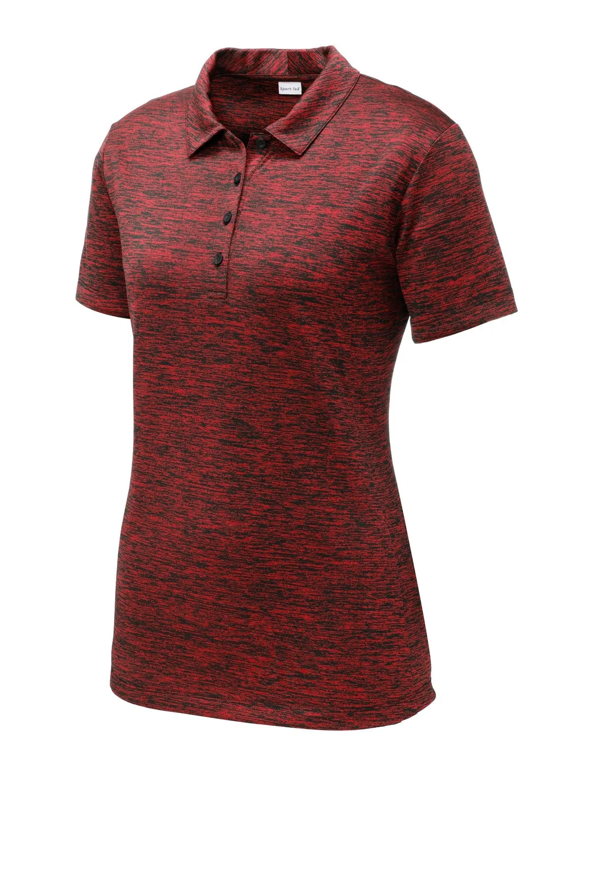 Sport-Tek  Women's PosiCharge  Electric Heather Polo. LST590 Deep Red/ Black Electric