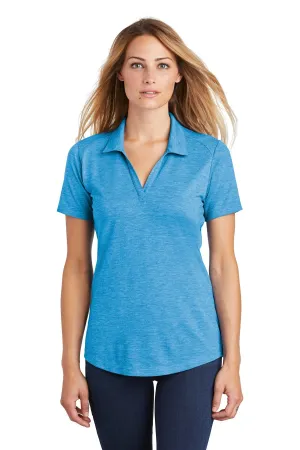 Sport-Tek  Women's PosiCharge  Tri-Blend Wicking Polo. LST405 Pond Blue Heather