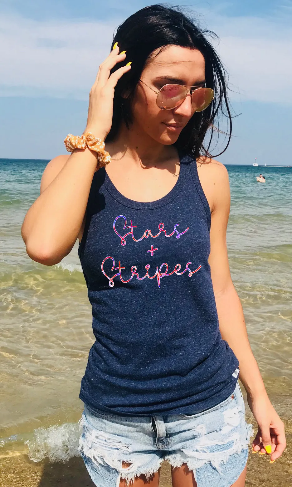 Stars And Stripes Tie Dye Print Tank Top | Unisex Tank