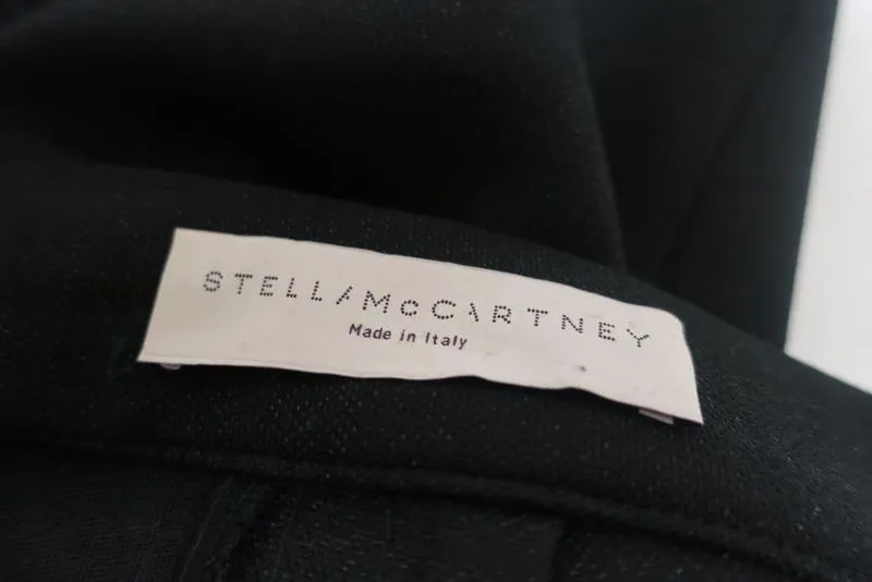 Stella McCartney Pencil Skirt Black Lace-Inset Stretch Wool Size 42