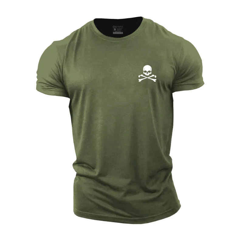 Stencil Skull And Crossbones Cotton T-Shirt