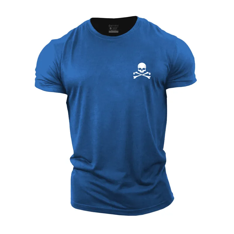 Stencil Skull And Crossbones Cotton T-Shirt