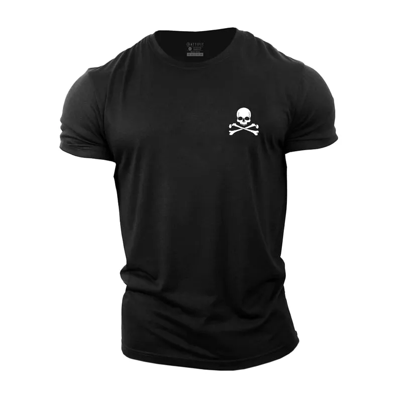 Stencil Skull And Crossbones Cotton T-Shirt