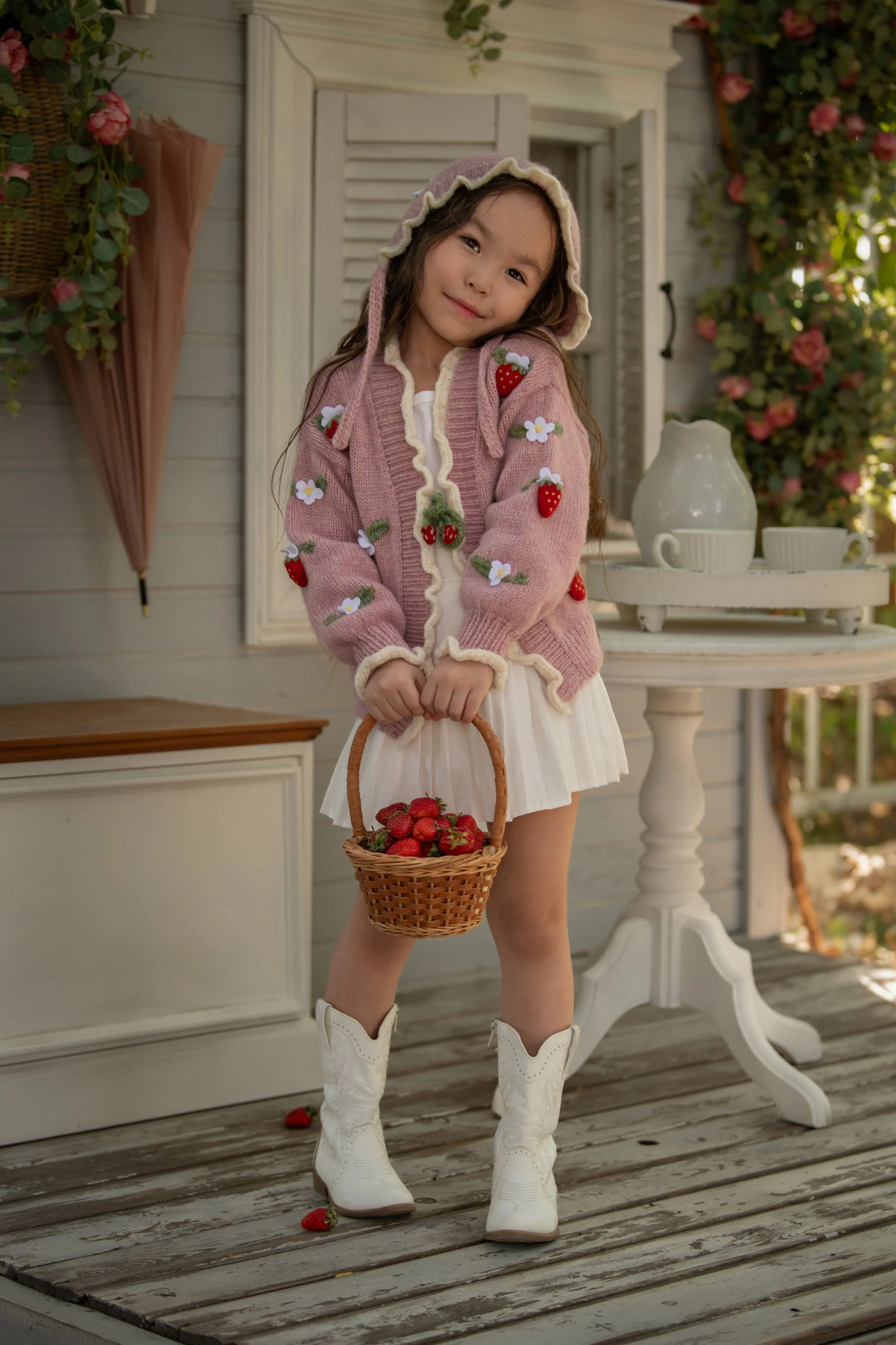 Strawberries Cardigan | Powder Pink