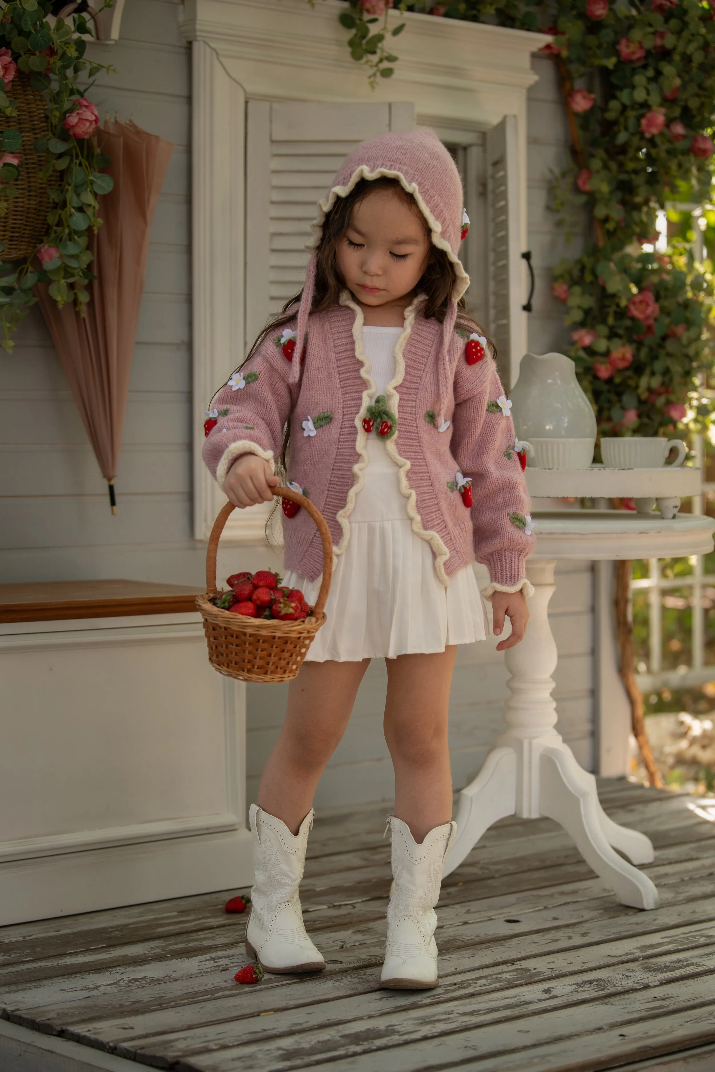 Strawberries Cardigan | Powder Pink