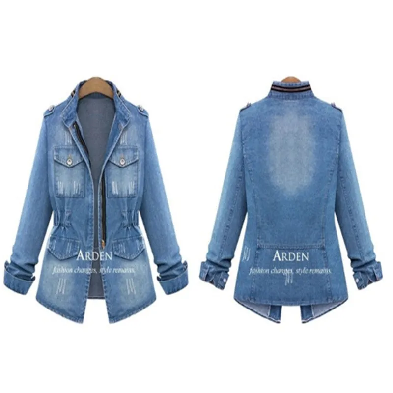 Streetwear Fit Women's Long Sleeve Denim Jacket Outercoat