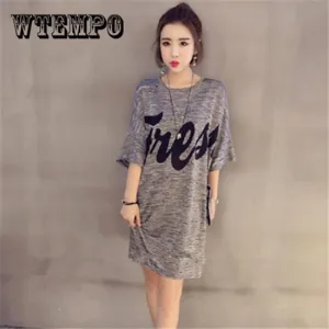 Summer Streetwear Women Clothes Short Sleeve Cotton T Shirt Dresses Plus Size Casual O -Neck