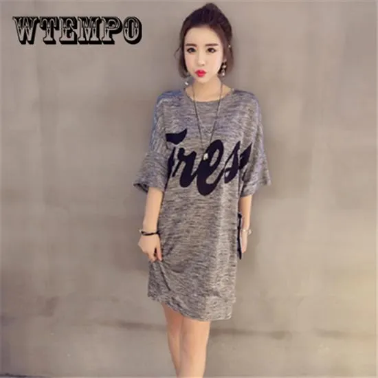 Summer Streetwear Women Clothes Short Sleeve Cotton T Shirt Dresses Plus Size Casual O -Neck