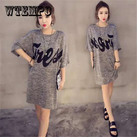 Summer Streetwear Women Clothes Short Sleeve Cotton T Shirt Dresses Plus Size Casual O -Neck