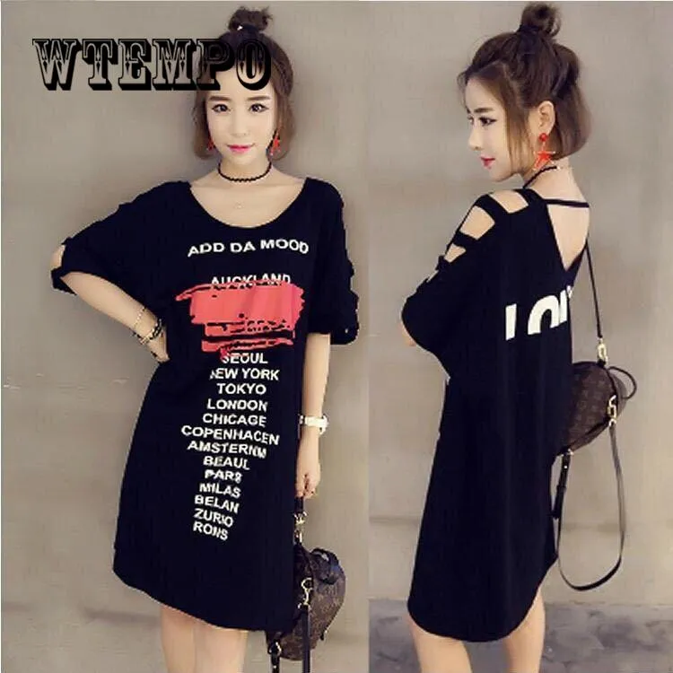 Summer T Shirt Dress Women Vintage Casual Sexy Bodycon Party Wrap  Boho Black Dresses Plus Size