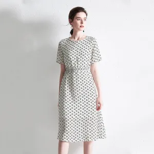 Summer Women's Silk Floral Dress Loose Plus Size Mid-length Dress