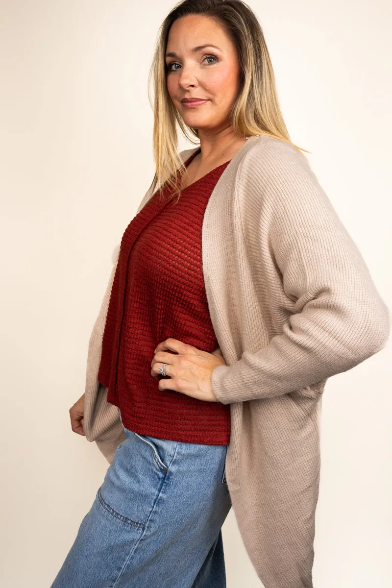 Sweater Weather Knit Pocket Cardigan, Beige