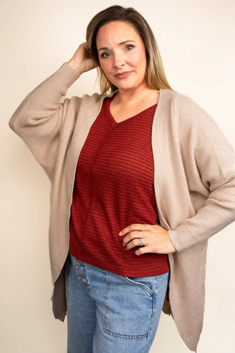 Sweater Weather Knit Pocket Cardigan, Beige