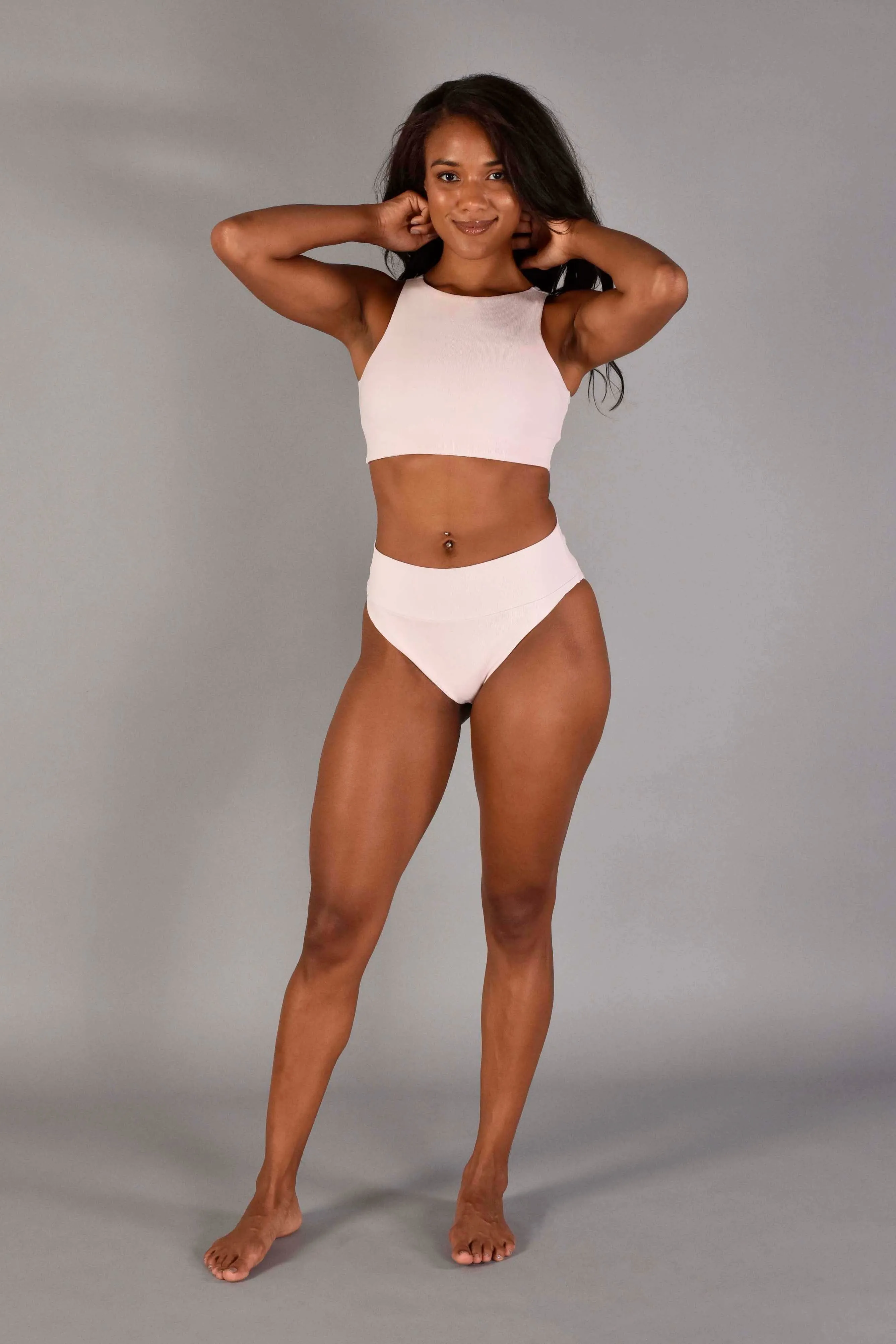 Torrey Recycled Rib Sports Top in Sugar Pink