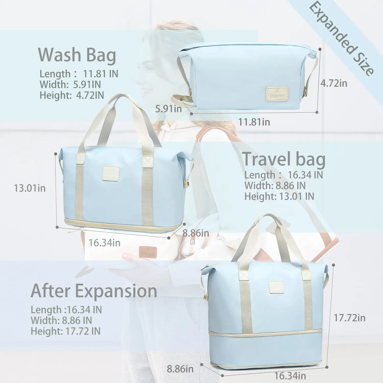 Travel Bag, travel duffel bag, travel bag with trolley cover and wet bag, sports carry-on gym bag