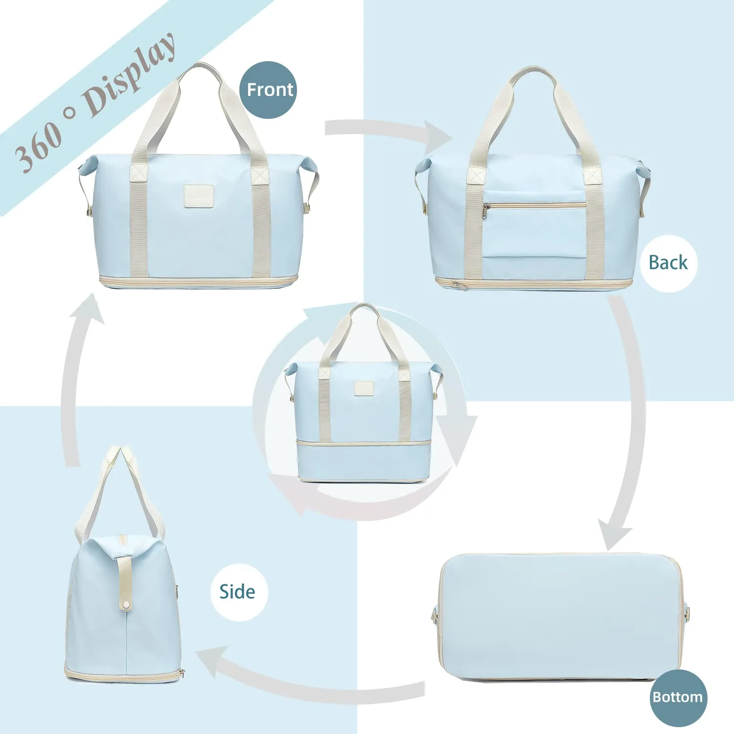 Travel Bag, travel duffel bag, travel bag with trolley cover and wet bag, sports carry-on gym bag