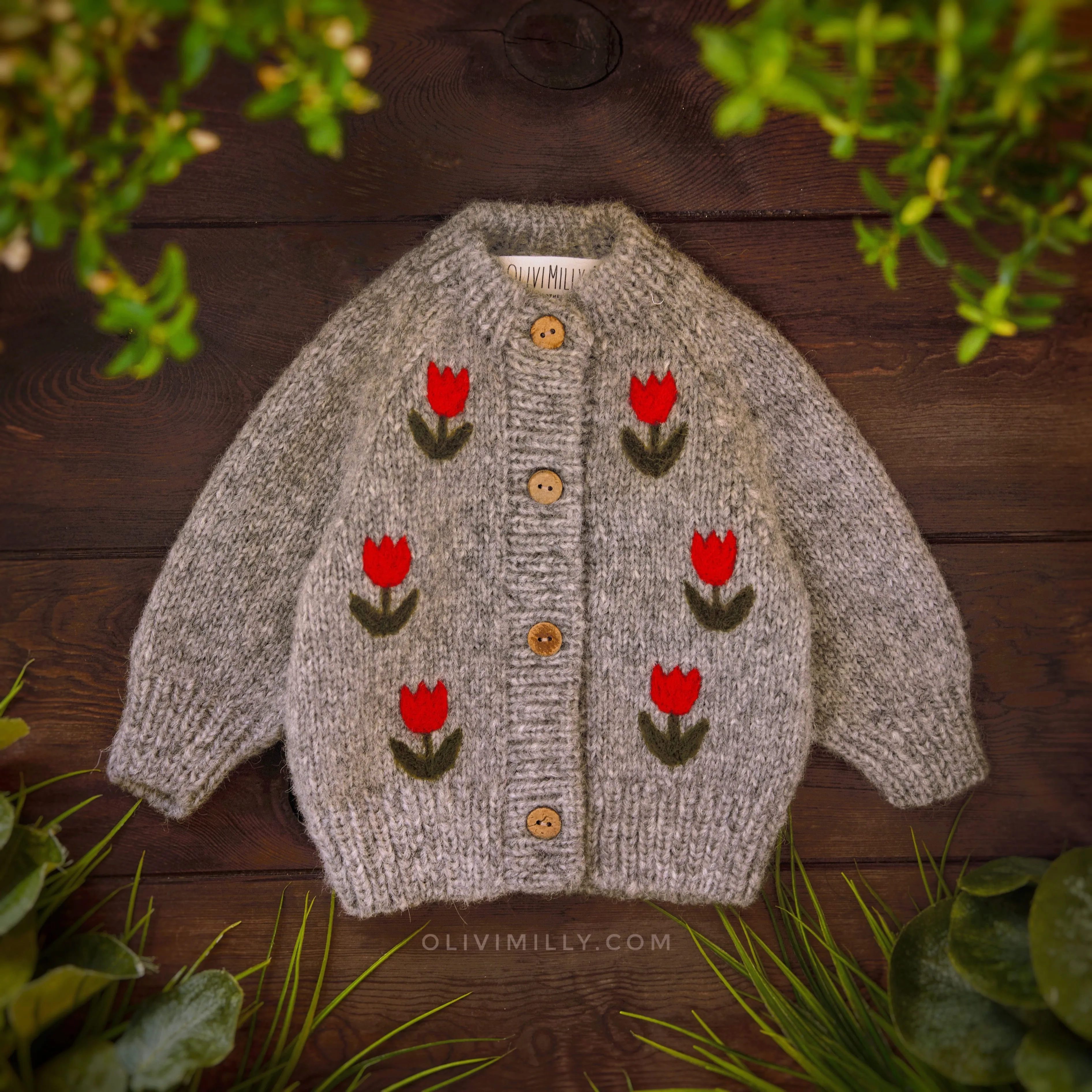 Tulips Cardigan | Dark Grey