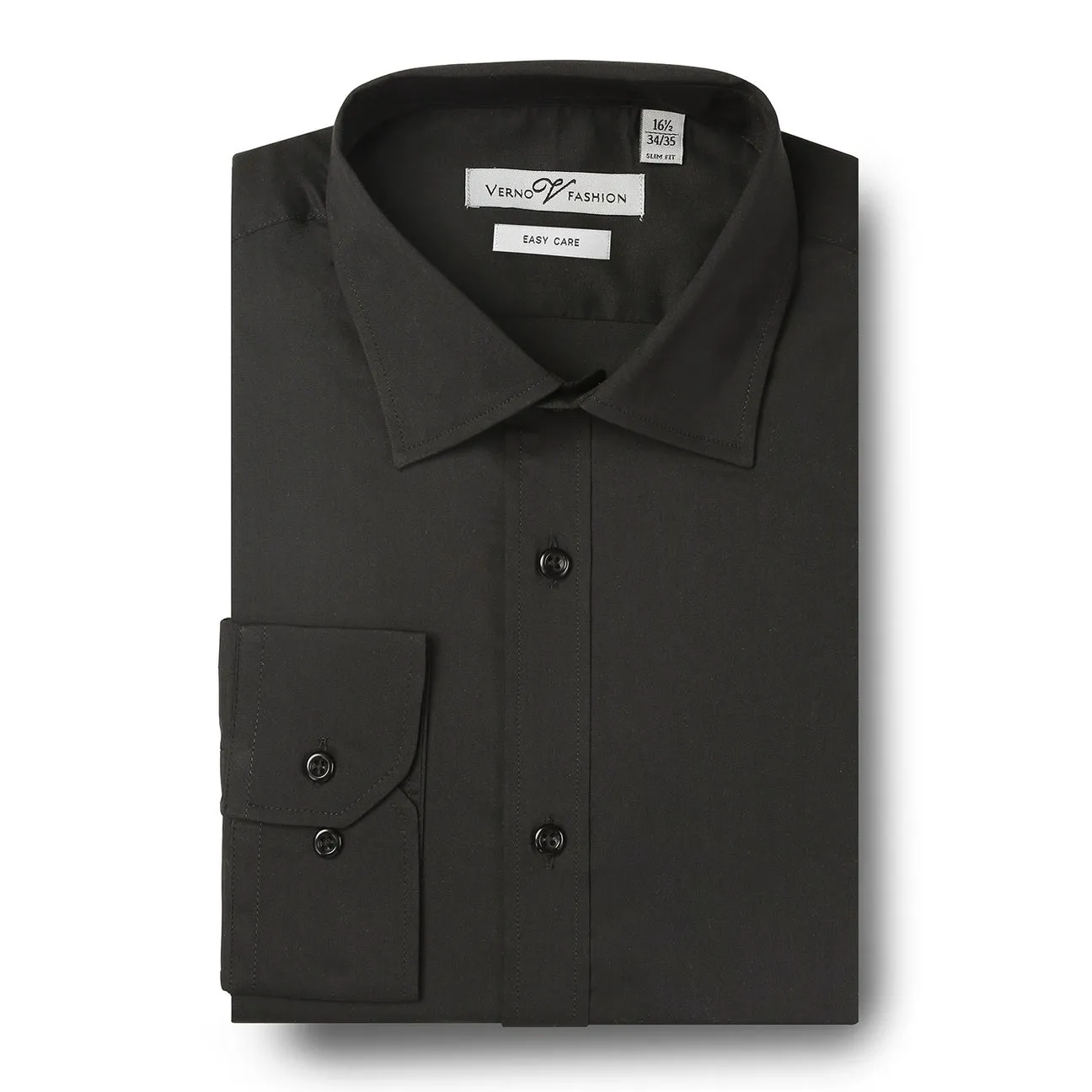VERNO Black Slim Fit Cotton Easy Care Dress Shirt SS214