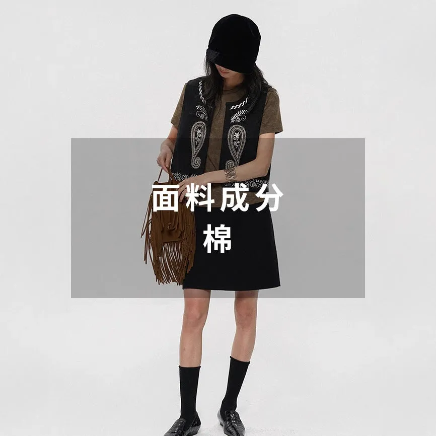 Vest vest jacket high quality cotton heavy industry embroidery western denim feeling round neck vest stacked wear vest C0233